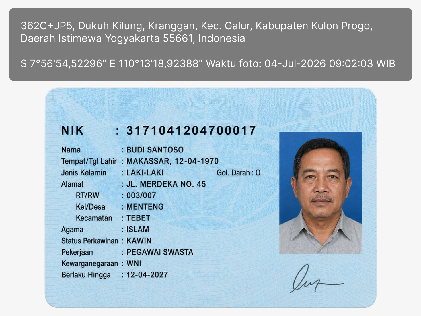 Contoh foto: KTP utuh — horizontal